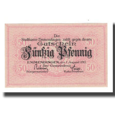 Billet, Allemagne, Emmendingen Stadt, 50 Pfennig, valeur faciale 1, 1917