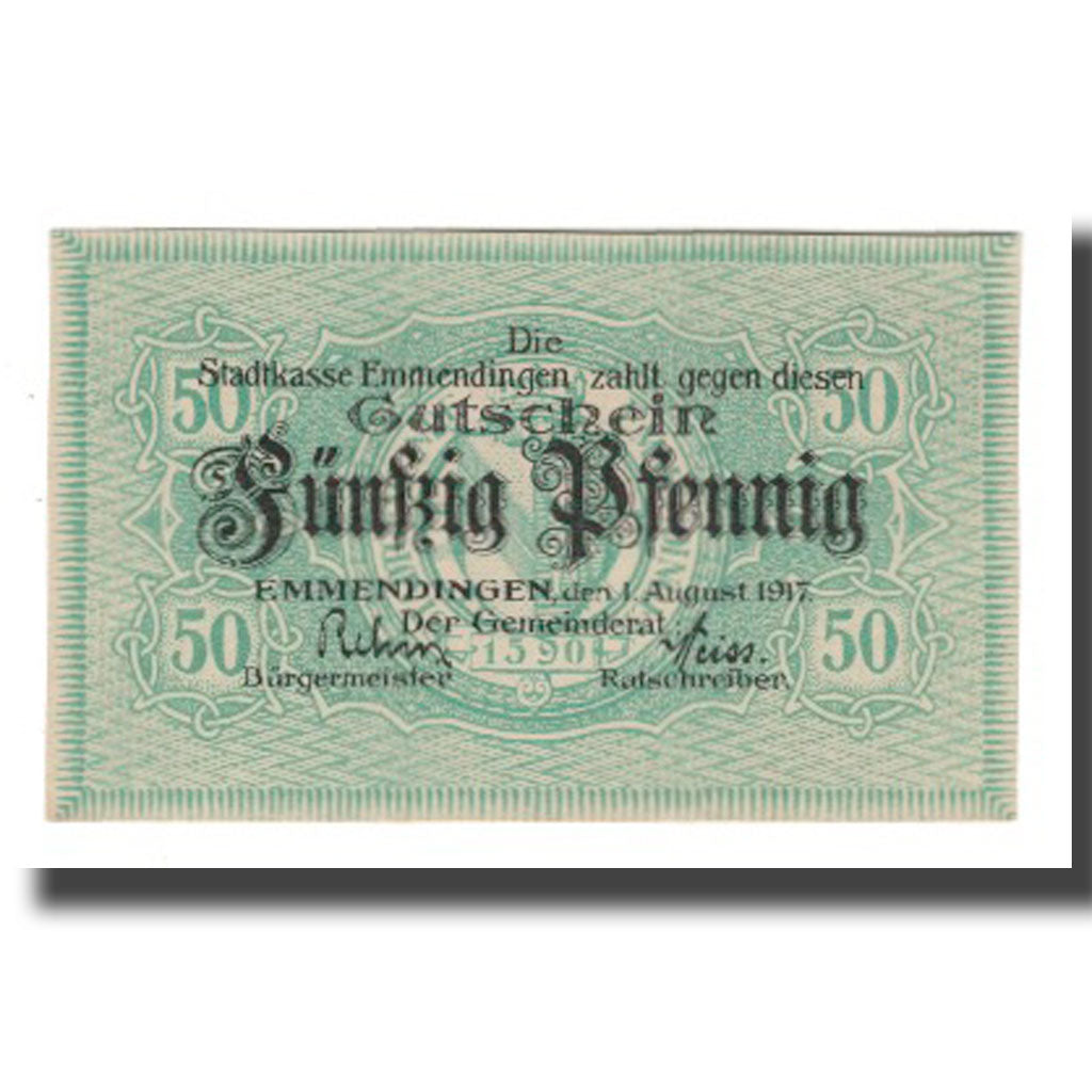 Geldschein, Deutschland, Emmendingen Stadt, 50 Pfennig, valeur faciale 2, 1917