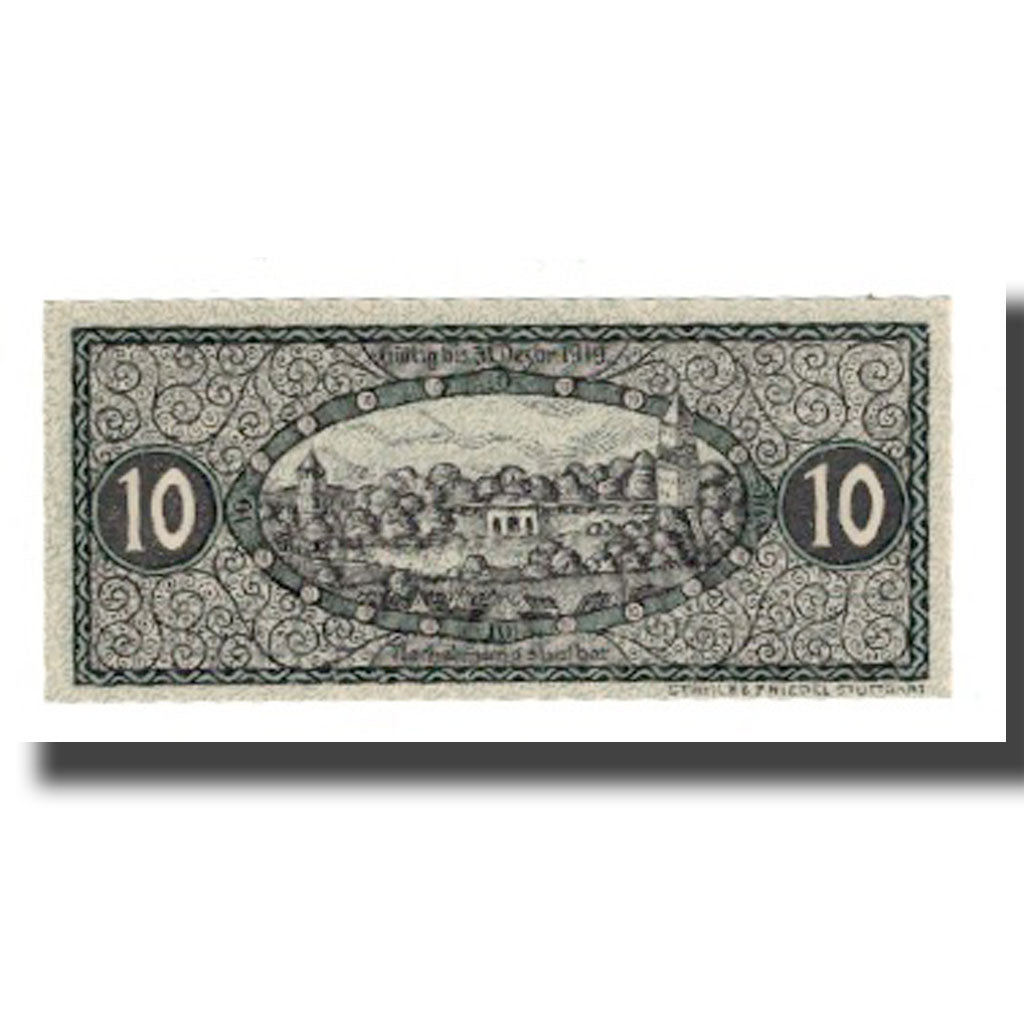 Geldschein, Deutschland, Biberach Oberamt, 10 Pfennig, paysage, 1919