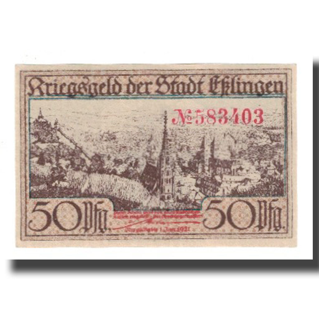 Banknot, Niemcy, Esslingen Stadt, 50 Pfennig, valeur faciale, 1919, 1919-09-01