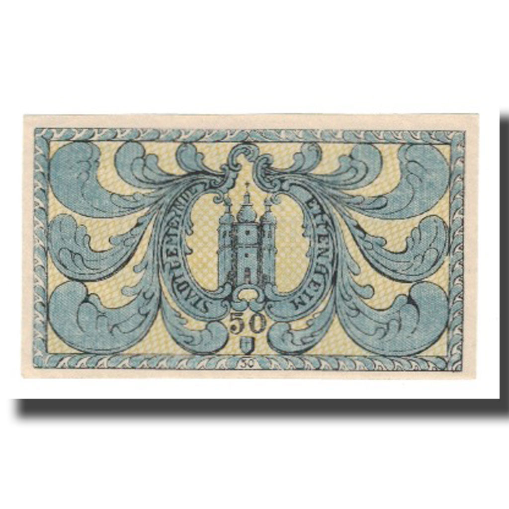 Banconote, Germania, Ettenheim Stadt, 50 Pfennig, Eglise, 1919, 1919-01-10