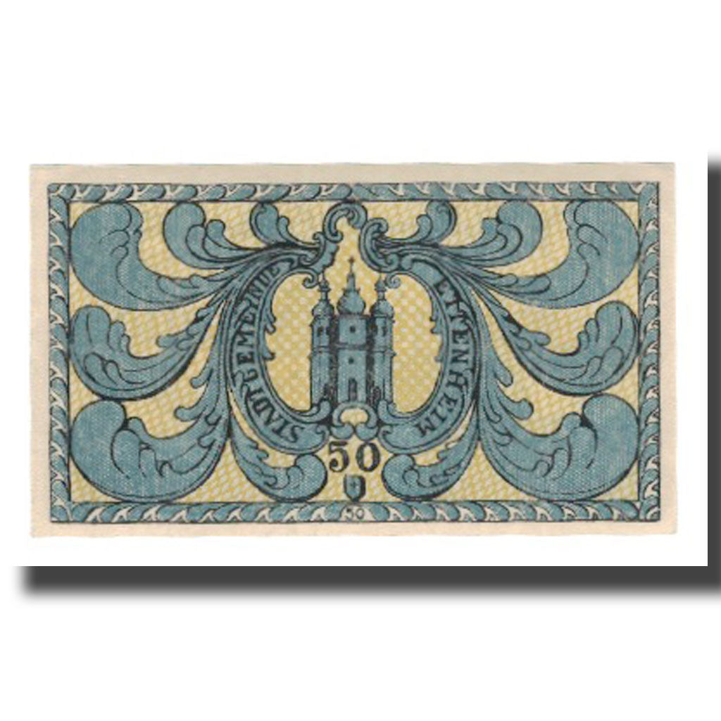Banconote, Germania, Ettenheim Stadt, 50 Pfennig, Eglise 1, 1919, 1919-01-10
