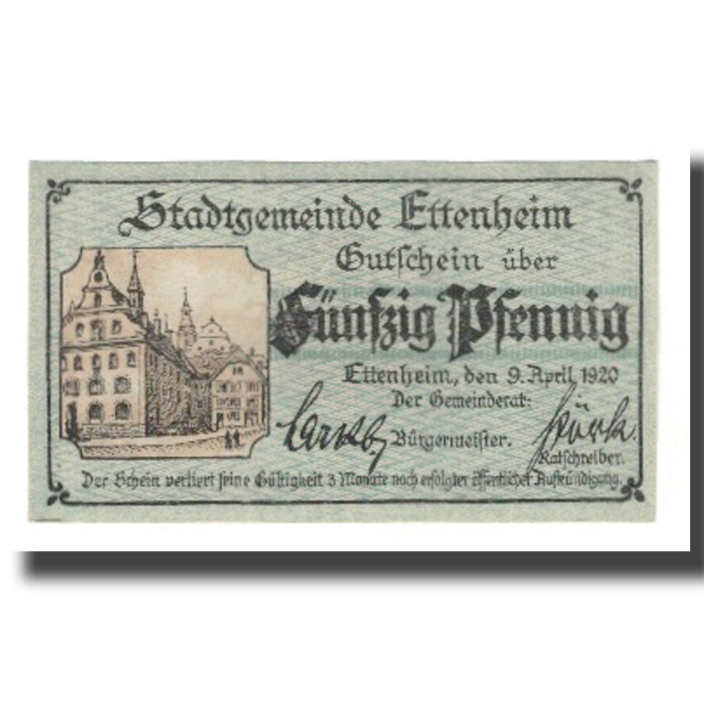 Banknot, Niemcy, Ettenheim Stadt, 50 Pfennig, Batiment, 1920, 1920-04-09