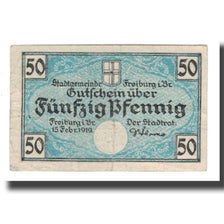 Billete, Alemania, Freiburg i. Br. Stadt, 50 Pfennig, valeur faciale 1, 1919