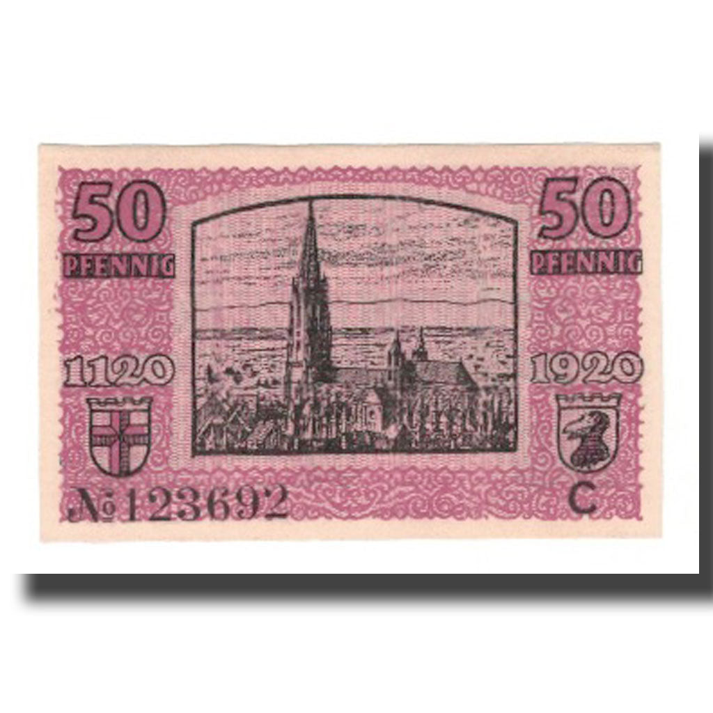 Billet, Allemagne, Freiburg i. Br. Stadt, 50 Pfennig, Eglise, 1920, 1920-03-30