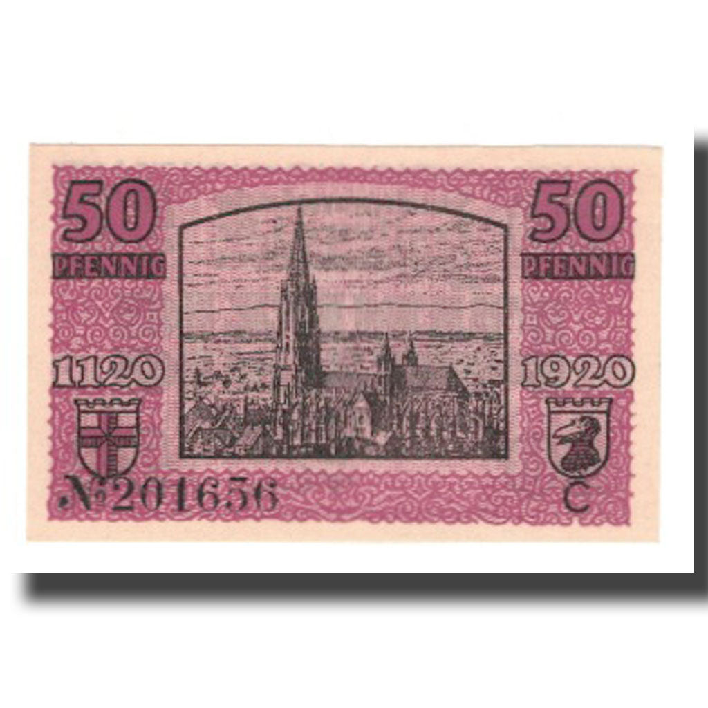 Banknote, Germany, Freiburg i. Br. Stadt, 50 Pfennig, Eglise 1, 1920