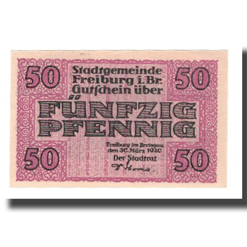 Banknote, Germany, Freiburg i. Br. Stadt, 50 Pfennig, Batiment, 1920