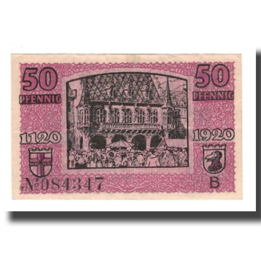 Banconote, Germania, Freiburg i. Br. Stadt, 50 Pfennig, batiment 1, 1920