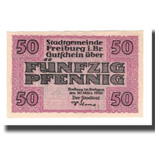 Banknote, Germany, Freiburg i. Br. Stadt, 50 Pfennig, batiment 2, 1920