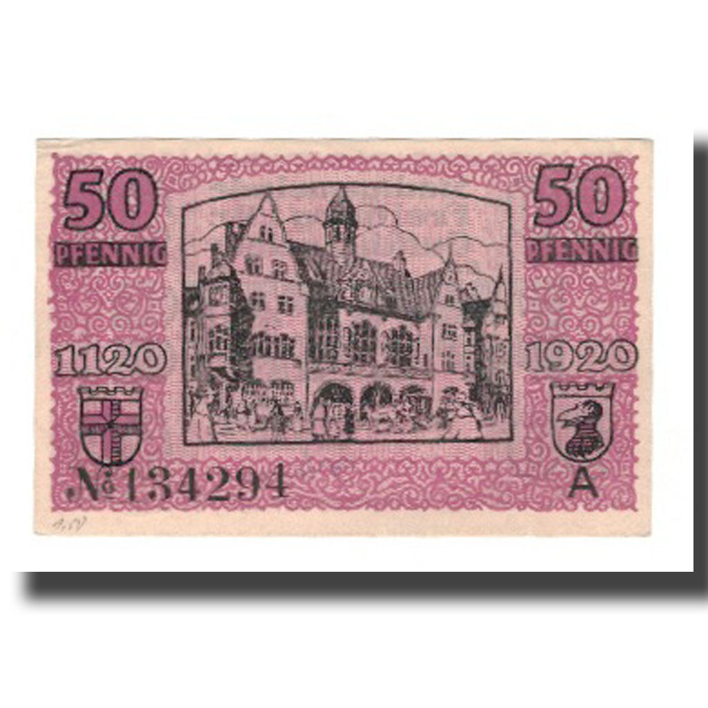 Banconote, Germania, Freiburg i. Br. Stadt, 50 Pfennig, batiment 3, 1920