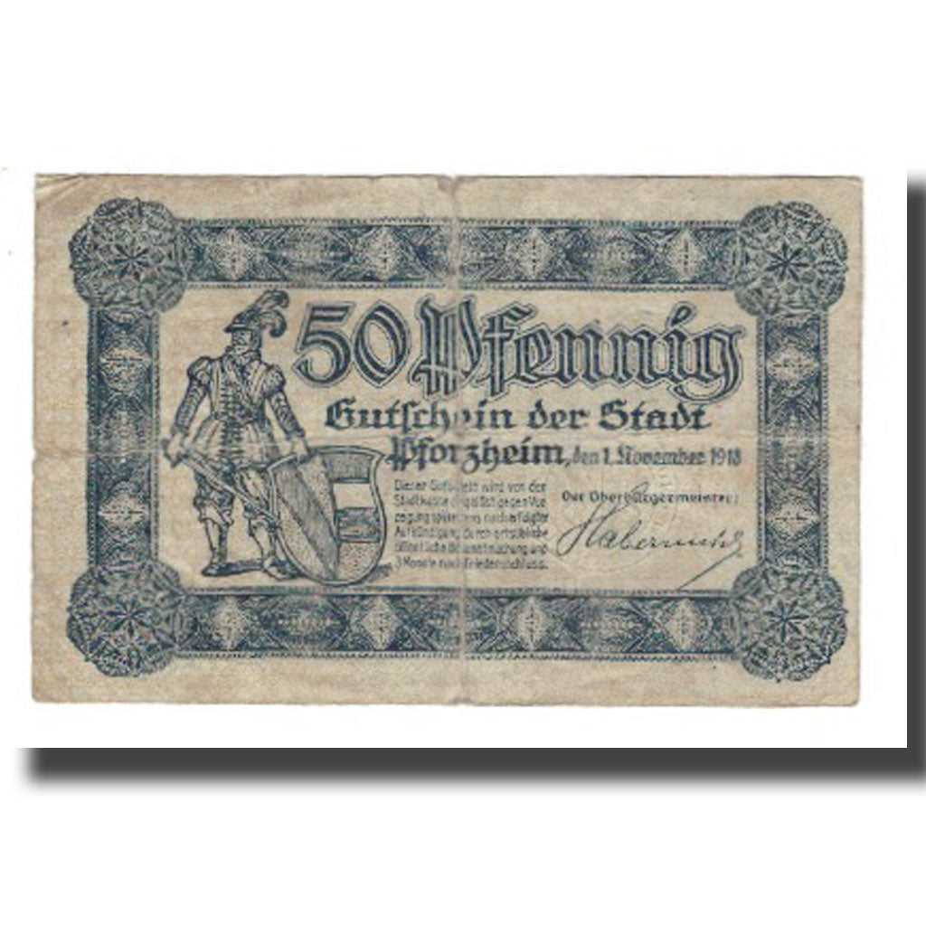 Banconote, Germania, Pforzheim Stadt, 50 Pfennig, valeur faciale, 1920