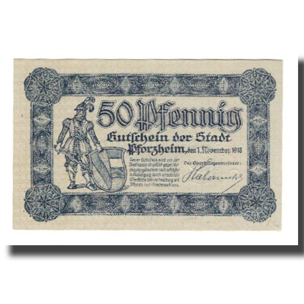 Banconote, Germania, Pforzheim Stadt, 50 Pfennig, valeur faciale 1, 1920