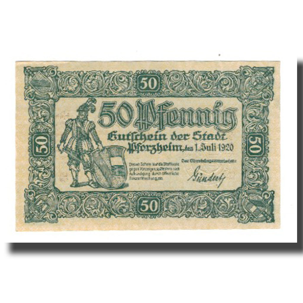 Banconote, Germania, Pforzheim Stadt, 50 Pfennig, valeur faciale 2, 1920