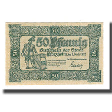 Banconote, Germania, Pforzheim Stadt, 50 Pfennig, valeur faciale 2, 1920
