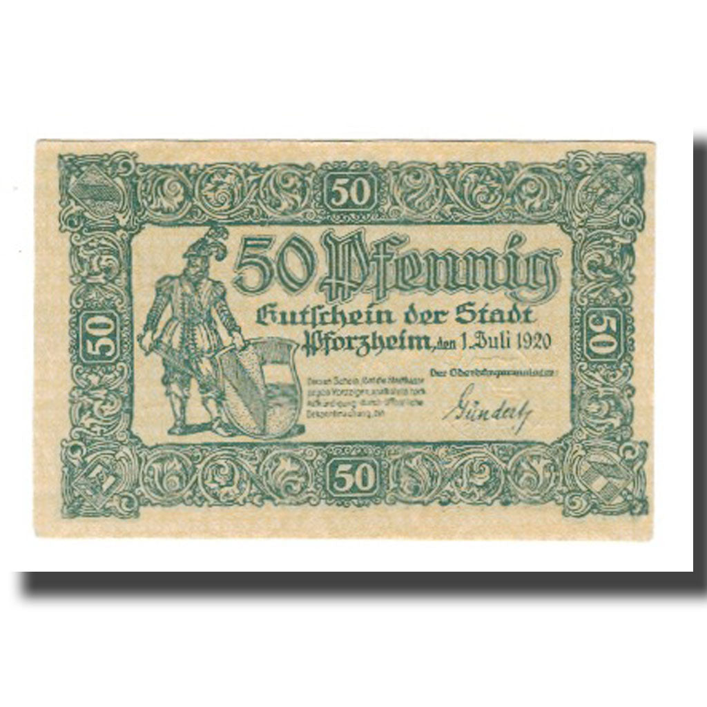 Nota, Alemanha, Pforzheim Stadt, 50 Pfennig, Valeur faciale 3, 1920, 1920-07-01