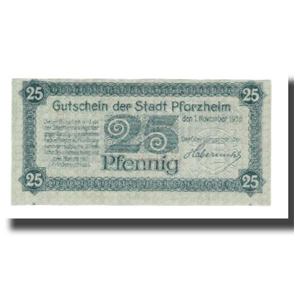 Banconote, Germania, Pforzheim Stadt, 25 Pfennig, valeur faciale 2, 1920