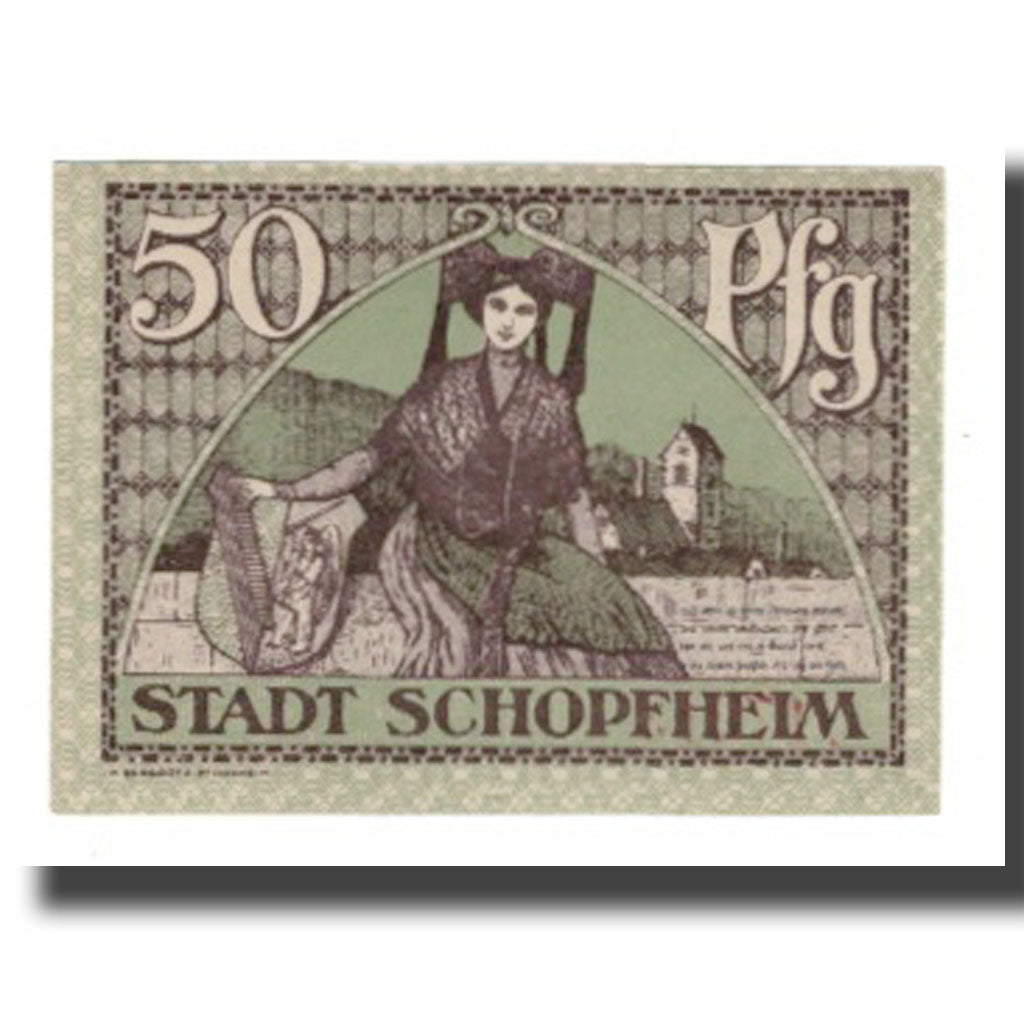 Banconote, Germania, Schopfheim Stadt, 50 Pfennig, personnage, 1919, SPL-