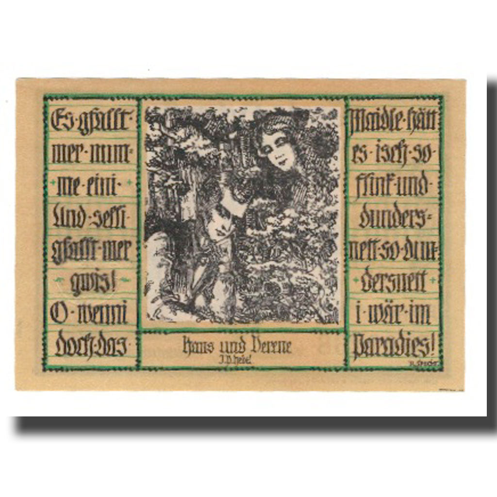 Banconote, Germania, Schopfheim Stadt, 50 Pfennig, personnage 8, 1921