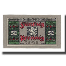Banknote, Germany, Schwäbisch-Gmünd Stadt, 50 Pfennig, Batiment, 1921