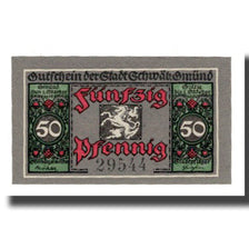 Banknote, Germany, Schwäbisch-Gmünd Stadt, 50 Pfennig, batiment 1, 1921