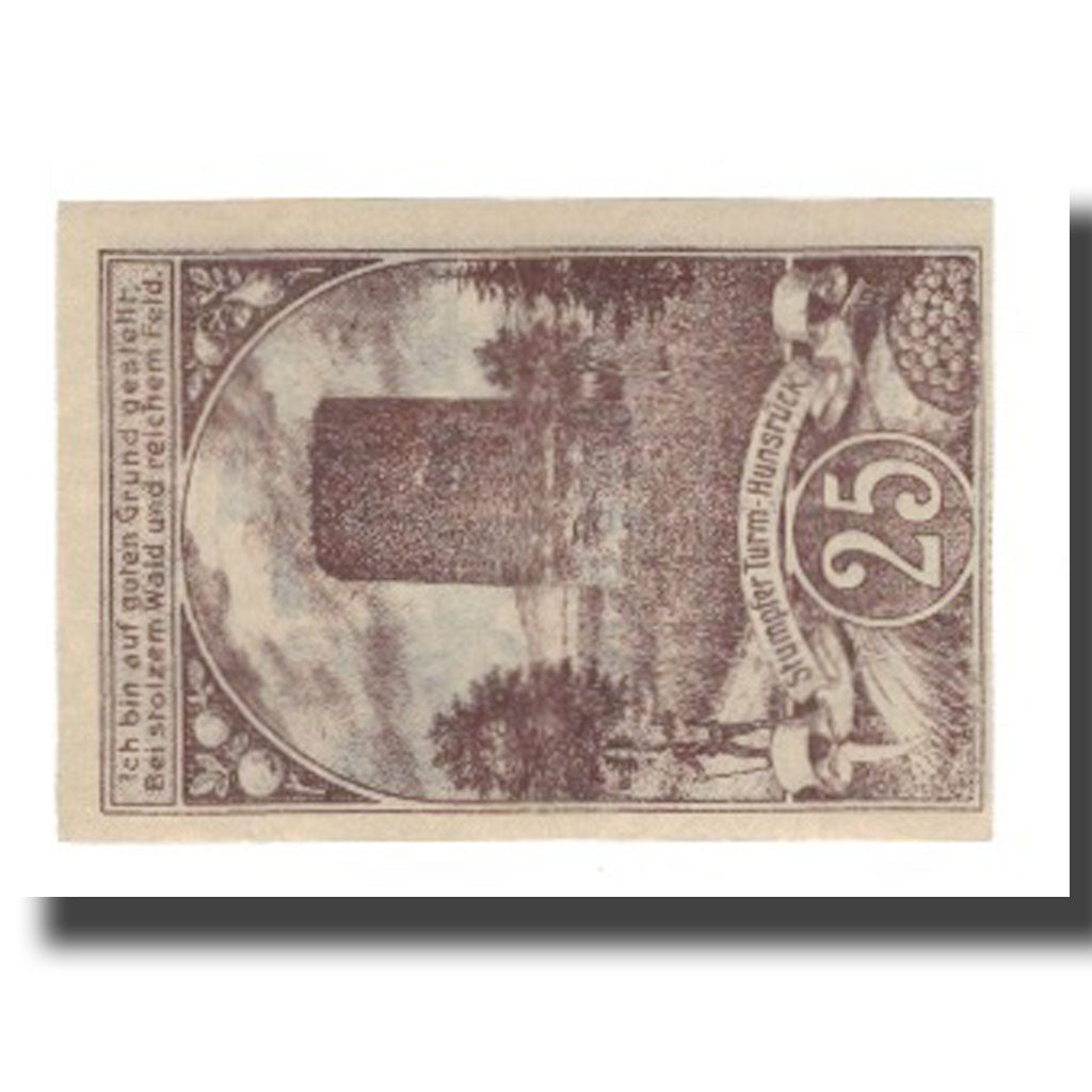 Nota, Alemanha, Berncastel-Cues Kreis, 25 Pfennig, Batiment, 1920, 1920-12-01