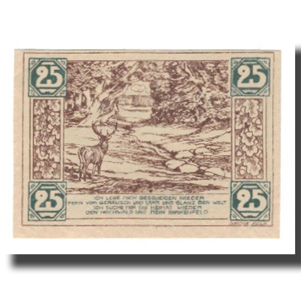 Banconote, Germania, Birkenfeld Landesvorstand, 25 Pfennig, paysage, 1921