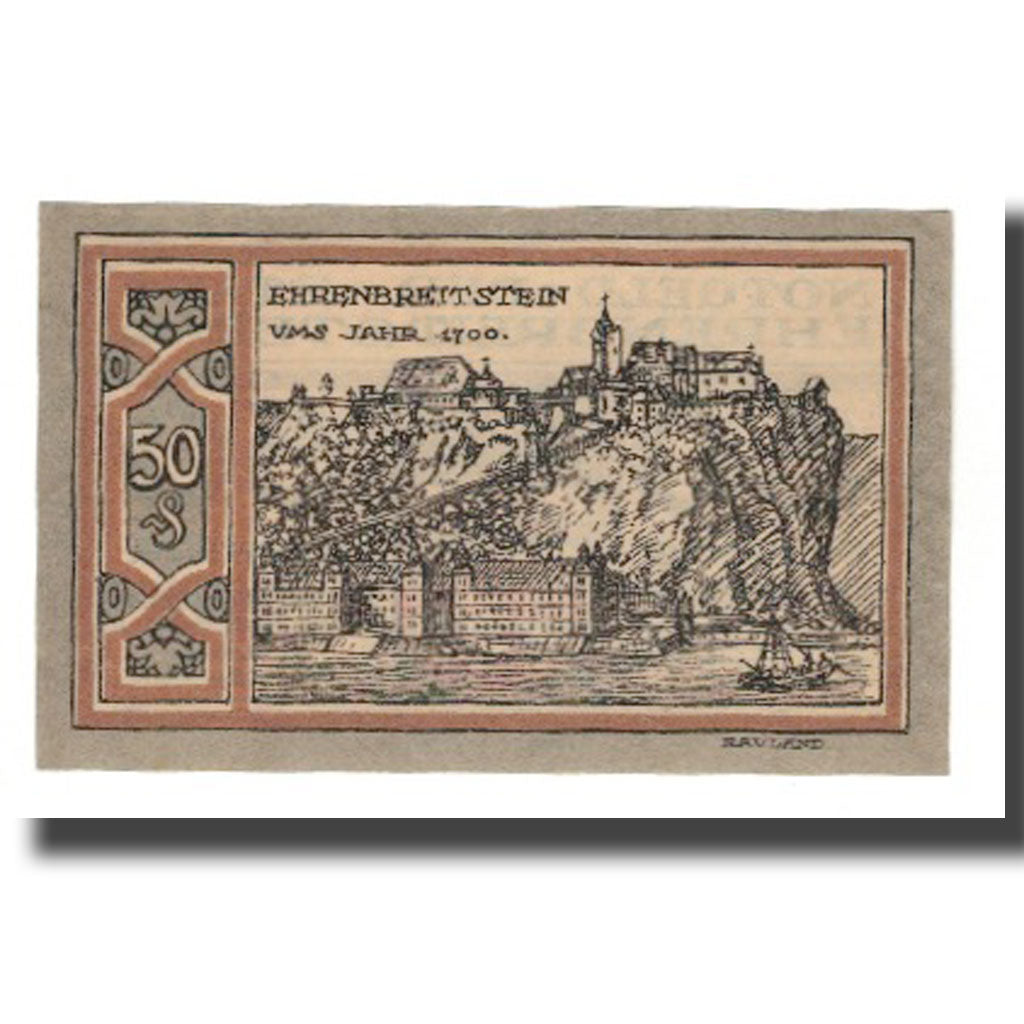 Banknote, Germany, Ehrenbreitstein Stadt, 50 Pfennig, paysage 1, 1921