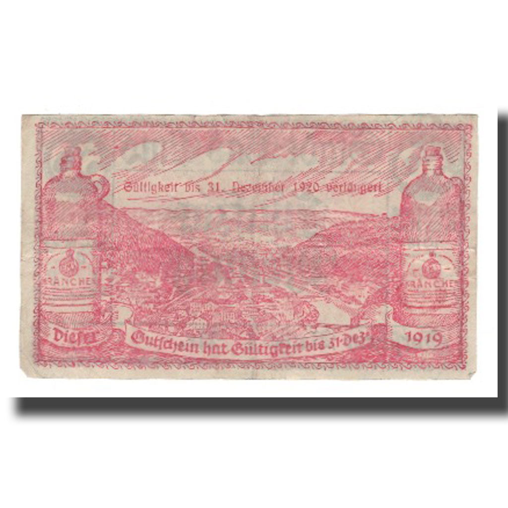 Nota, Alemanha, Ems, Bad Stadt, 50 Pfennig, paysage 1, 1920, 1920-12-31