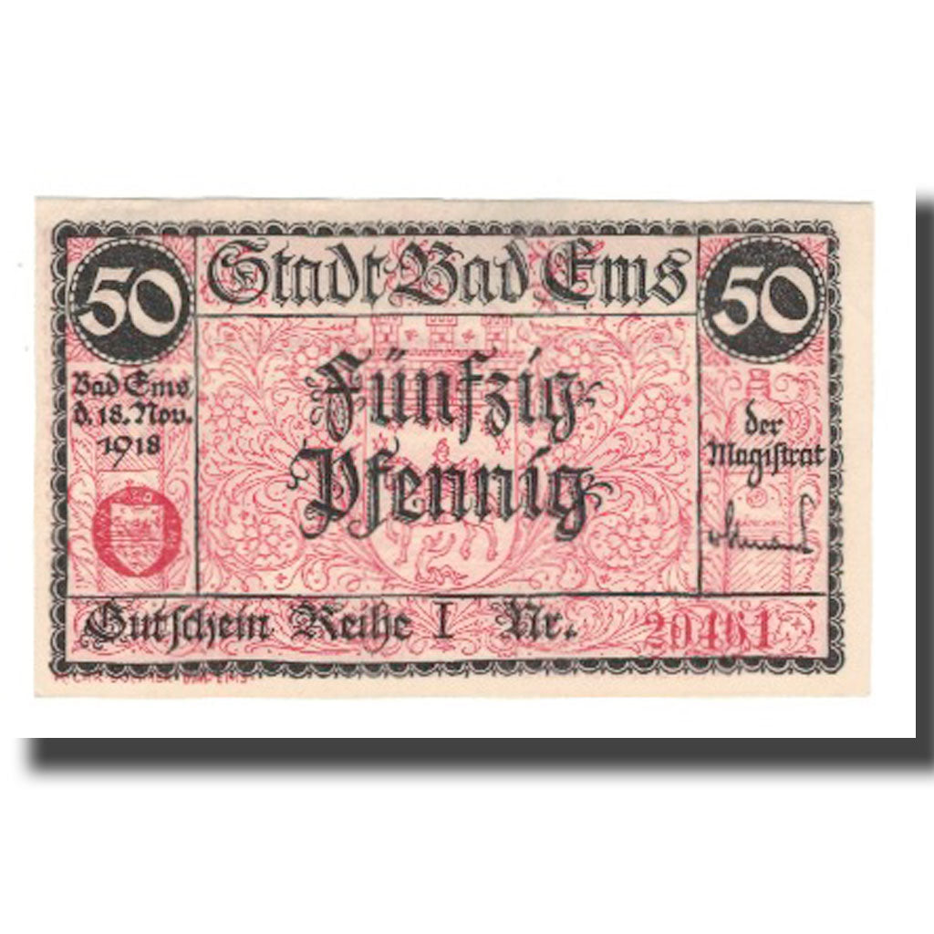 Geldschein, Deutschland, Ems, Bad Stadt, 50 Pfennig, paysage 2, 1920