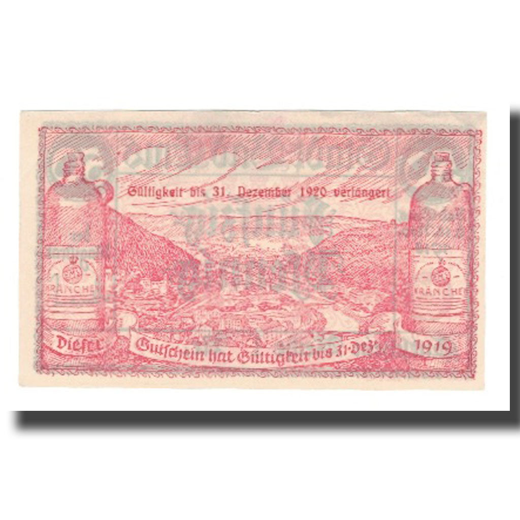 Geldschein, Deutschland, Ems, Bad Stadt, 50 Pfennig, paysage 2, 1920