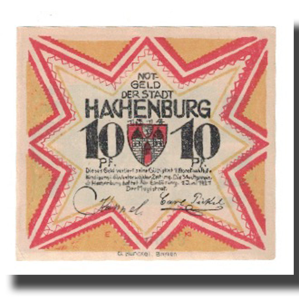 Geldschein, Deutschland, Hachenburg Stadt, 10 Pfennig, Batiment, 1921
