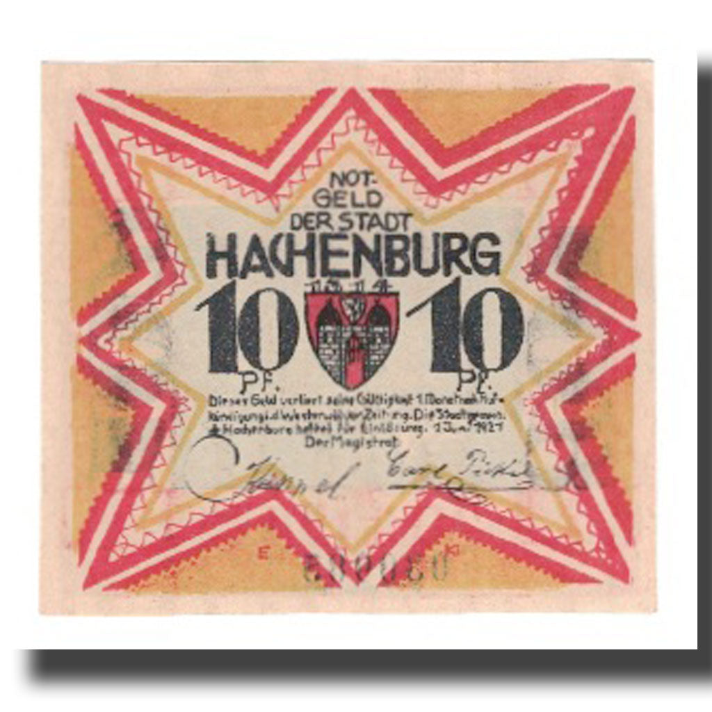 Banknote, Germany, Hachenburg Stadt, 10 Pfennig, batiment 2, 1921, 1921-06-01