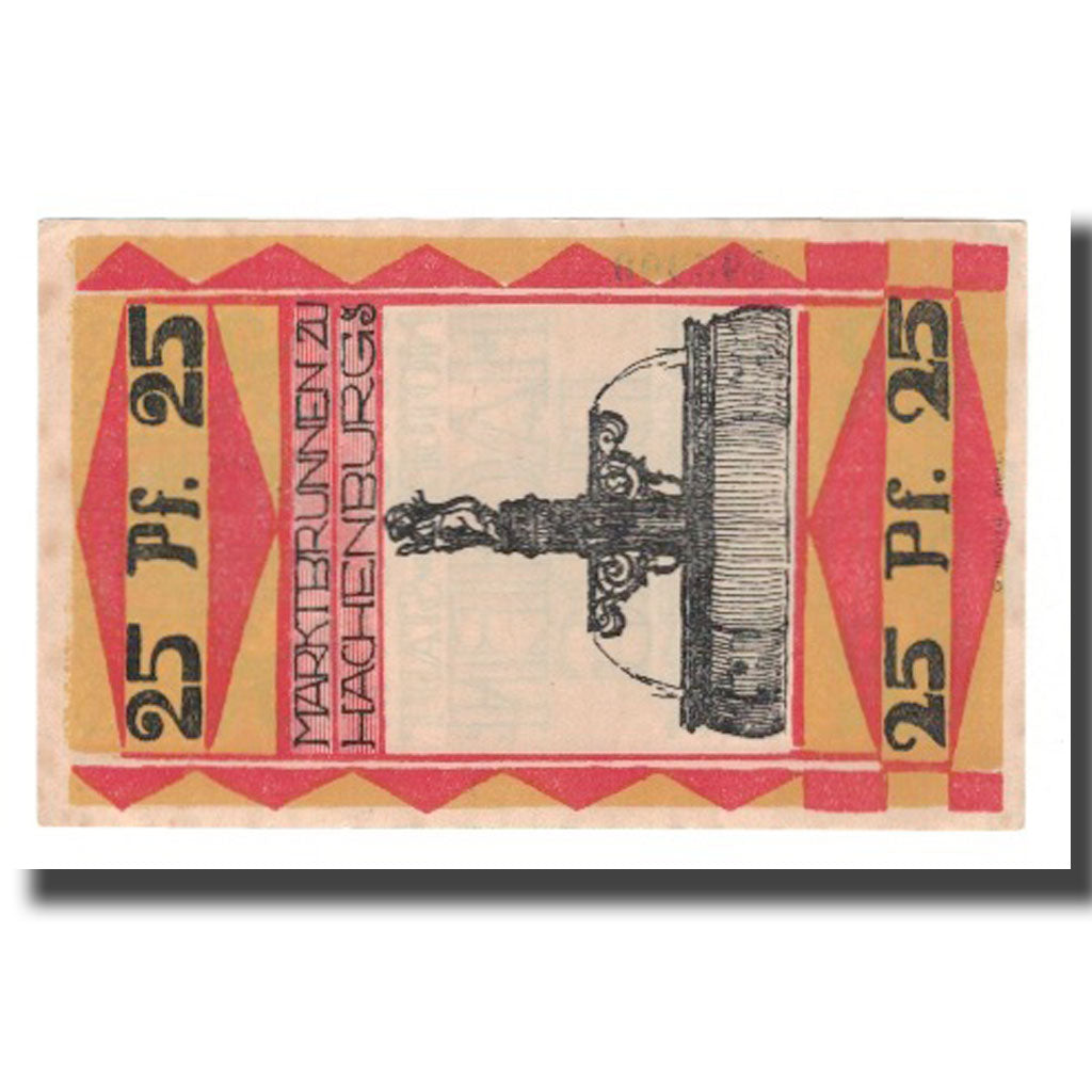 Banknote, Germany, Hachenburg Stadt, 25 Pfennig, fontaine, 1921, 1921-06-01