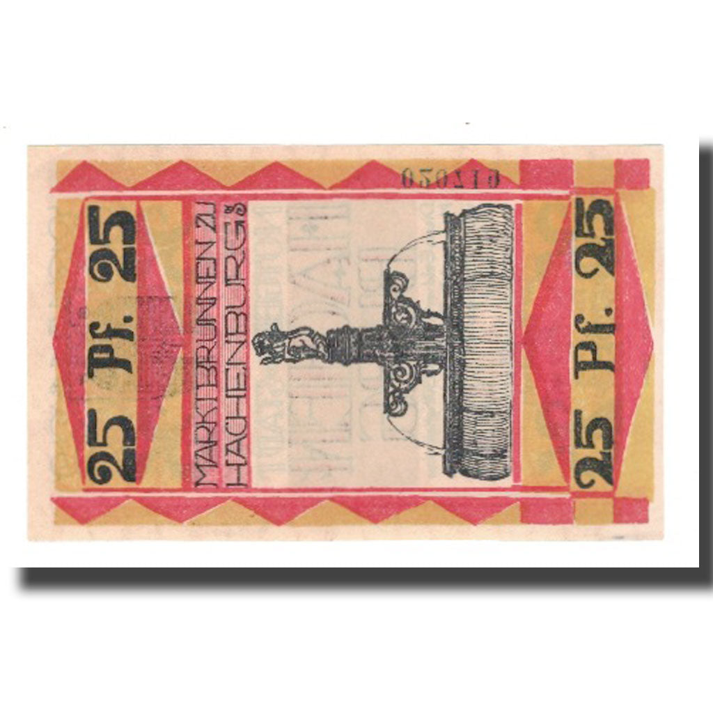 Banknote, Germany, Hachenburg Stadt, 25 Pfennig, Fontaine 1, 1921, 1921-06-01