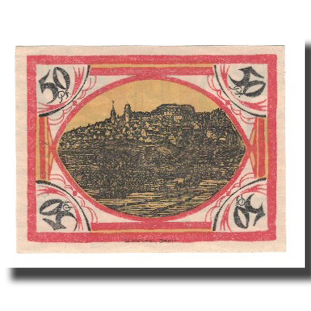 Nota, Alemanha, Hachenburg Stadt, 50 Pfennig, paysage 3, 1921, 1921-06-01