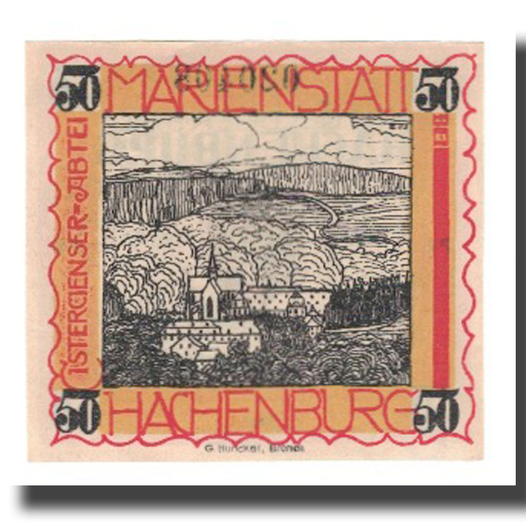 Nota, Alemanha, Hachenburg Stadt, 50 Pfennig, paysage 1, 1921, 1921-06-01