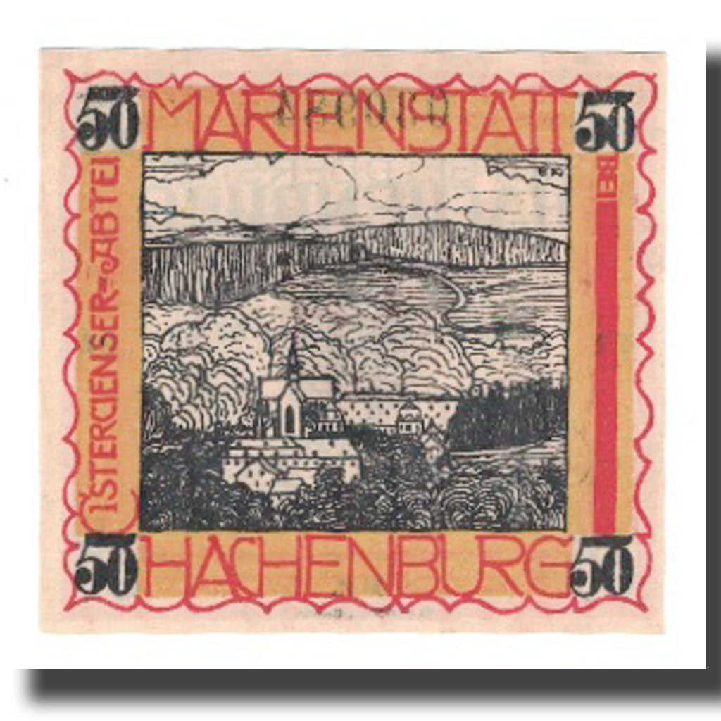Nota, Alemanha, Hachenburg Stadt, 50 Pfennig, paysage 2, 1921, 1921-06-01