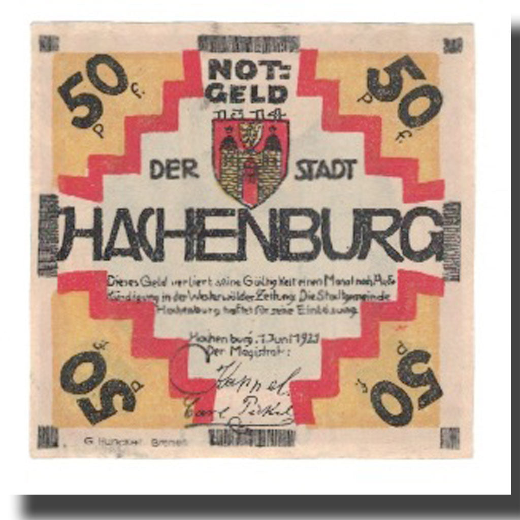 Nota, Alemanha, Hachenburg Stadt, 50 Pfennig, Batiment, 1921, 1921-06-01