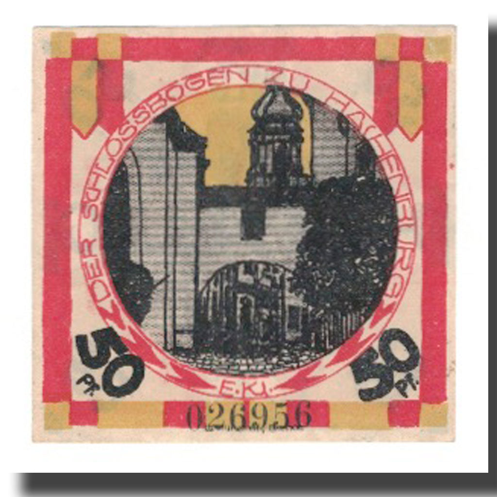 Nota, Alemanha, Hachenburg Stadt, 50 Pfennig, Batiment, 1921, 1921-06-01