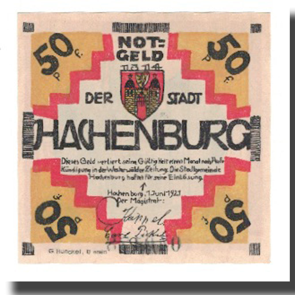 Banconote, Germania, Hachenburg Stadt, 50 Pfennig, batiment 2, 1921, 1921-06-01