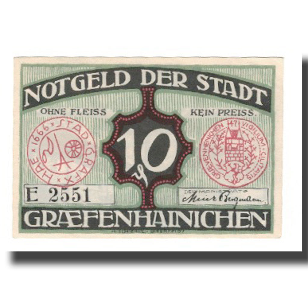 Banknote, Germany, Grafenhainichen Stadt, 10 Pfennig, rue 3, 1921, 1921-05-31