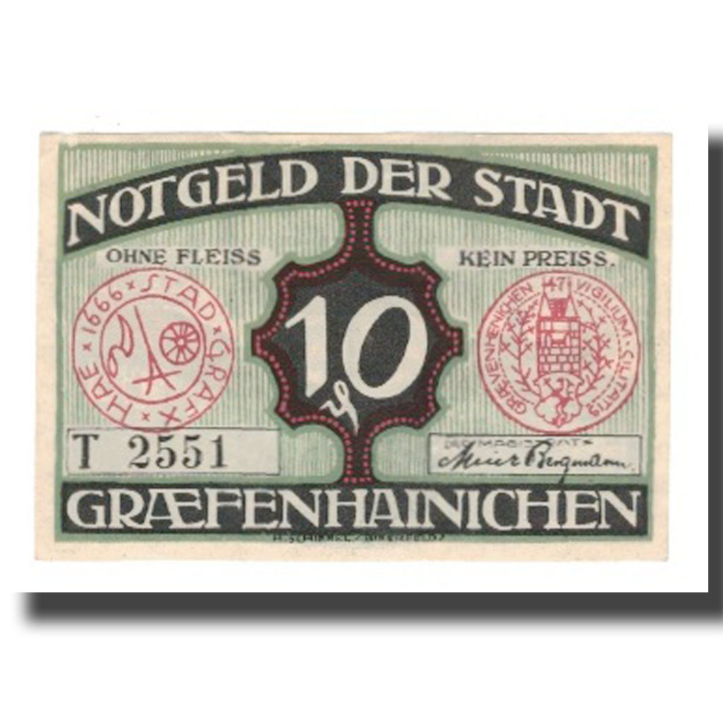 Billete, Alemania, Grafenhainichen Stadt, 10 Pfennig, Rue 4, 1921, 1921-05-31