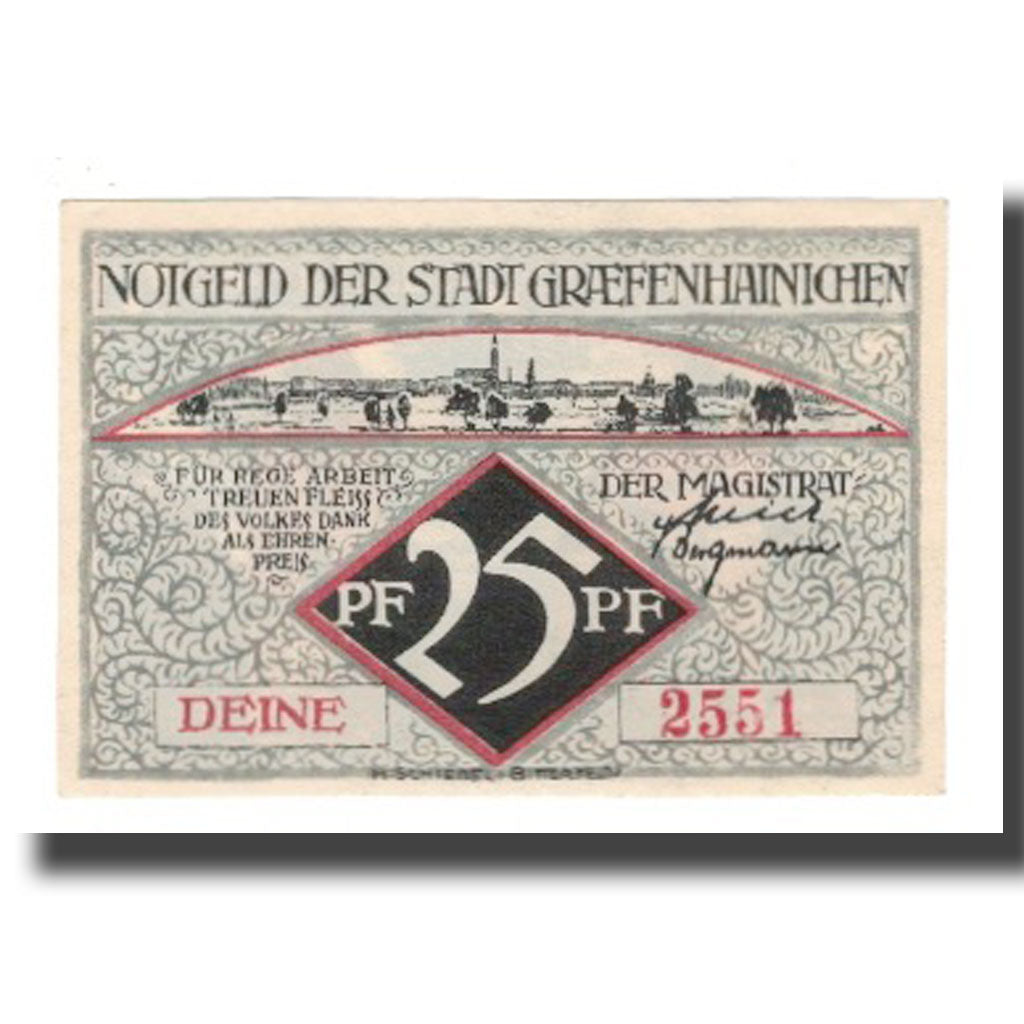 Nota, Alemanha, Grafenhainichen Stadt, 25 Pfennig, batiment 7, 1921, 1921-05-31