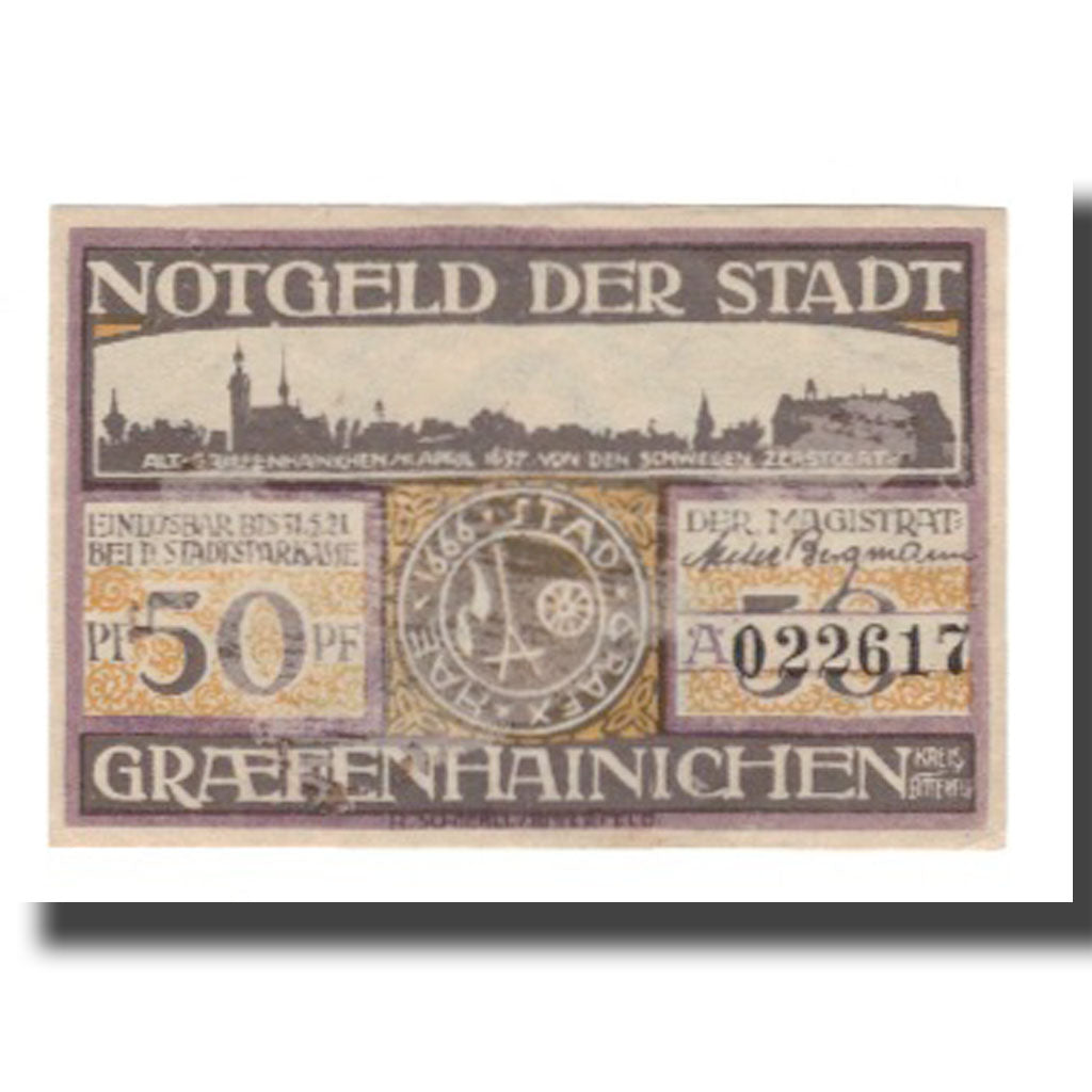 Banknote, Germany, Grafenhainichen Stadt, 50 Pfennig, personnage 1, 1921