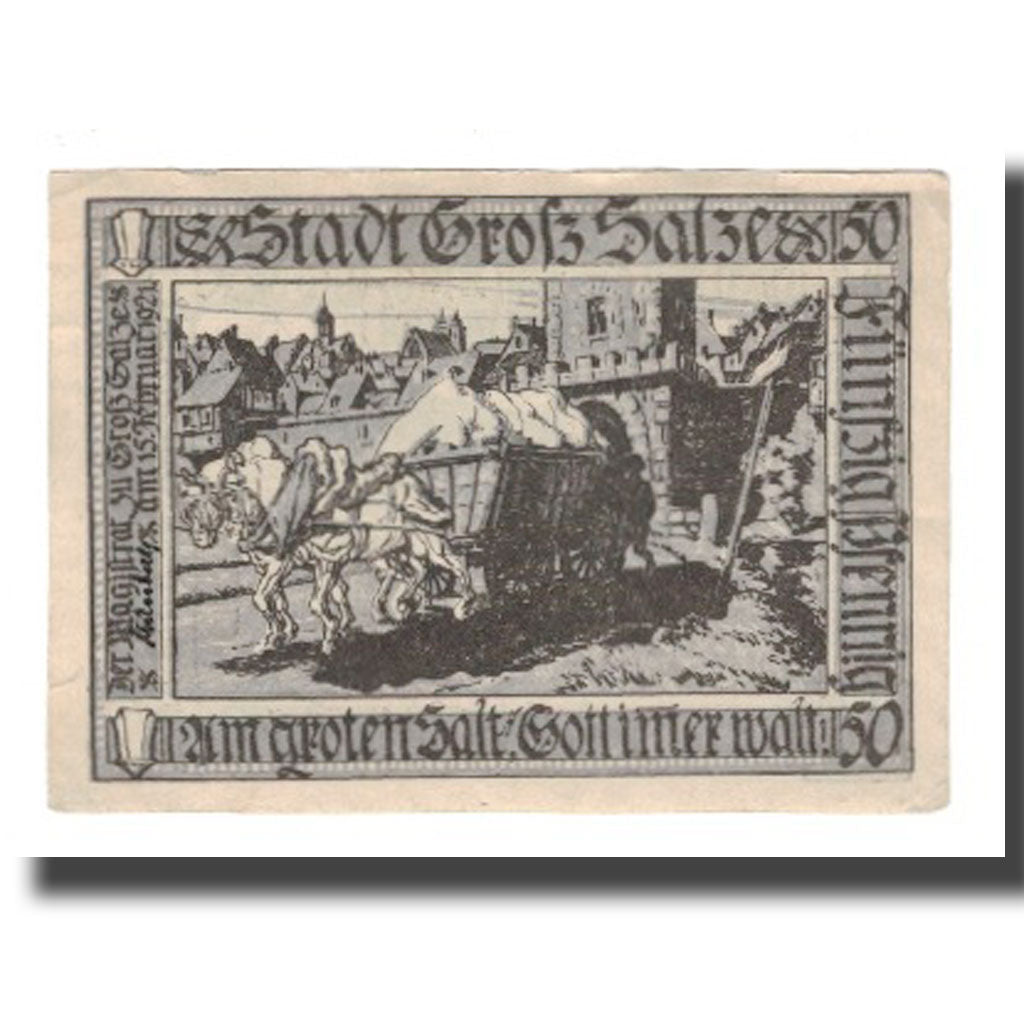 Banknote, Germany, Groß-Salze Stadt, 50 Pfennig, charette, 1920, 1920-08-10