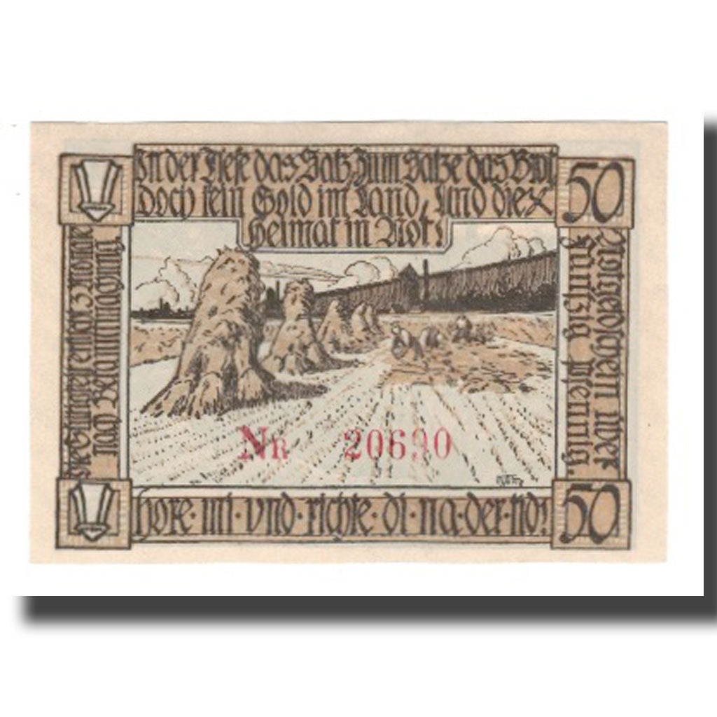Geldschein, Deutschland, Groß-Salze Stadt, 50 Pfennig, Charette 1, 1920