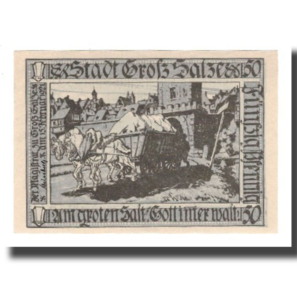 Geldschein, Deutschland, Groß-Salze Stadt, 50 Pfennig, Charette 1, 1920