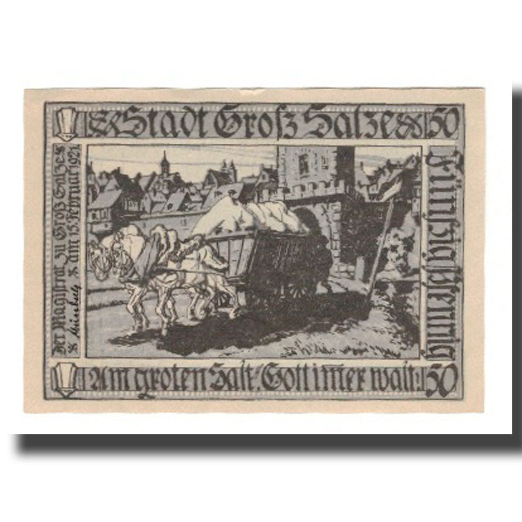 Banknote, Germany, Groß-Salze Stadt, 50 Pfennig, Charette 2, 1920, 1920-08-10