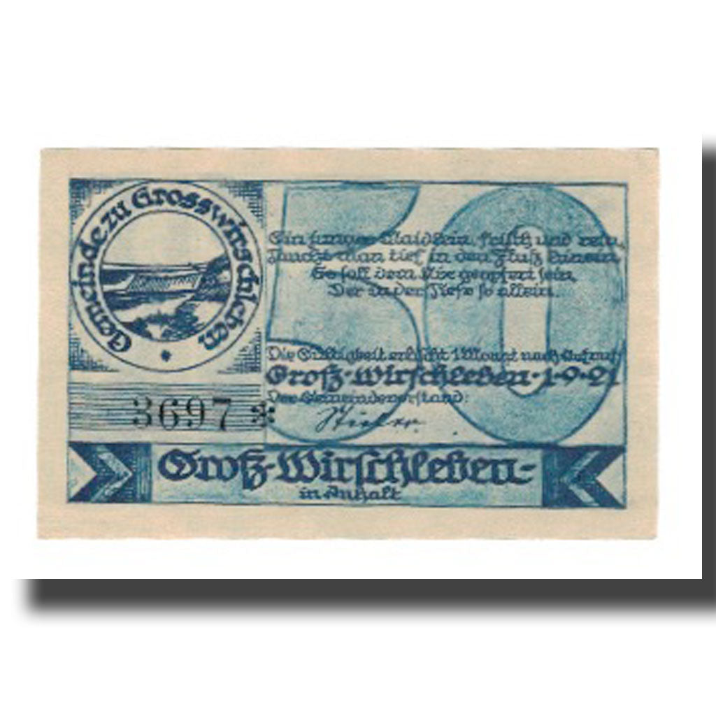 Geldschein, Deutschland, Groß-Wirschleben Gemeinde, 50 Pfennig, personnage