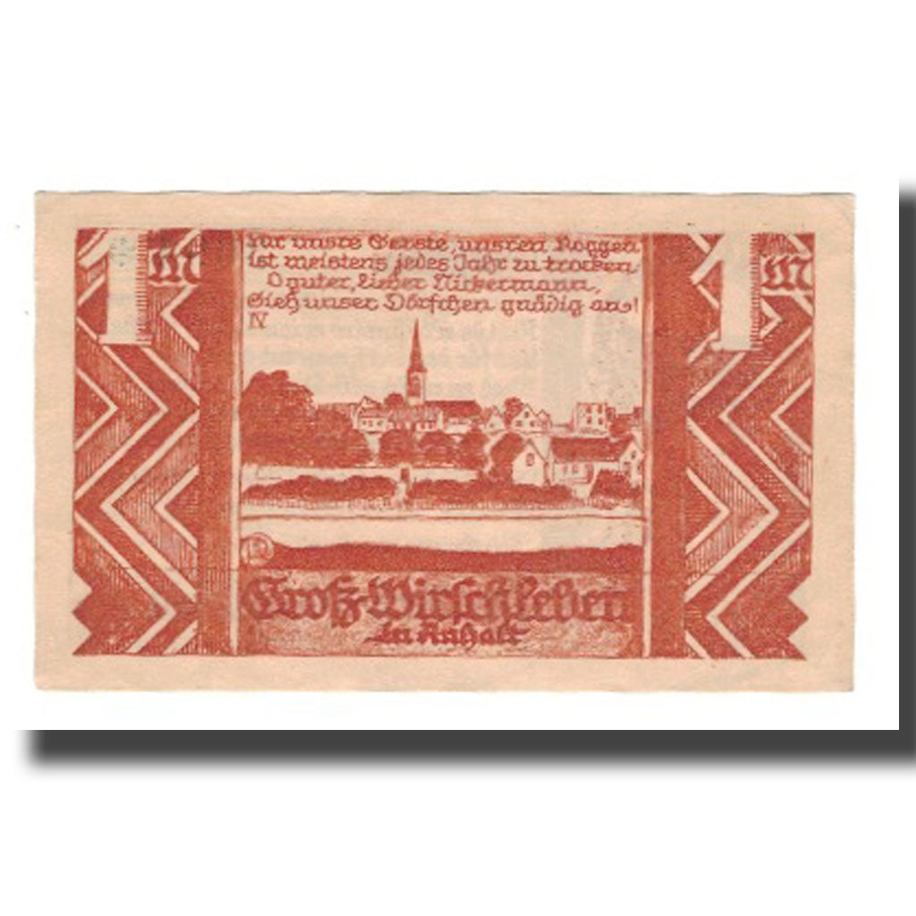 Geldschein, Deutschland, Groß-Wirschleben Gemeinde, 1 Mark, paysage 1, 1921